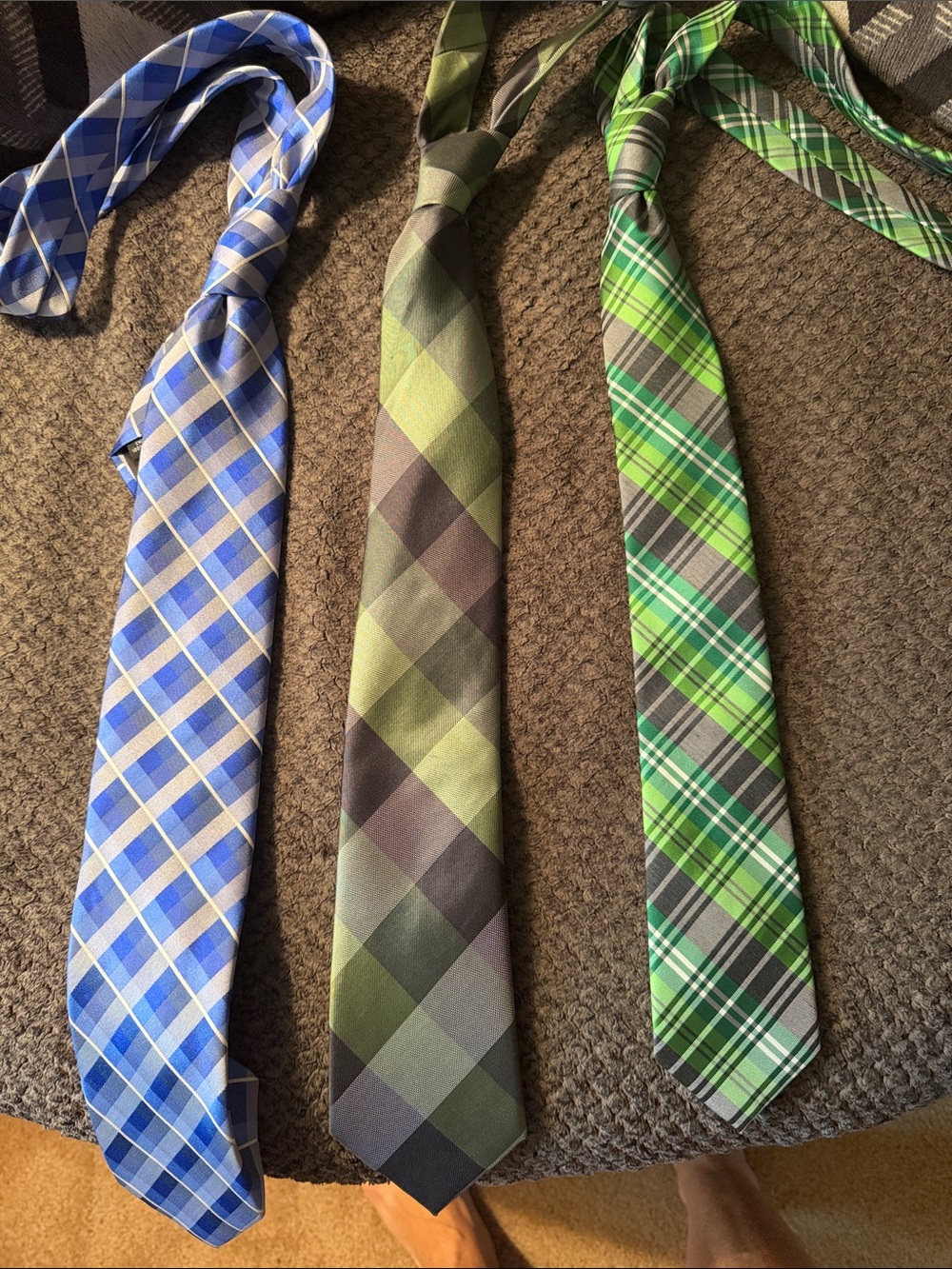 Apt. 9 Blue, Olive & Bright Green Plaid Tie Trio